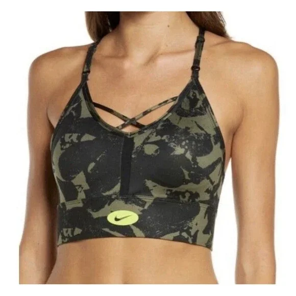 Nike Dri-FIT Sports Bra Womens XL Green Black Indy Icon Clash Strappy DM0668-222 - Picture 2 of 8